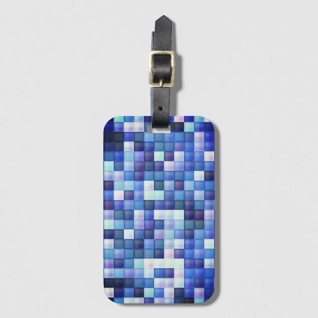 Etiqueta Para Maletas Juego de video Pixels Blue Square Pattern (Anverso vertical)