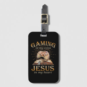 Etiqueta Para Maletas Juegos en mis venas, Jesús en mi corazón