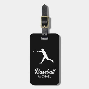 Etiqueta Para Maletas Jugador de béisbol personalizado de moda negro