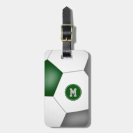 Etiqueta Para Maletas jugador de fútbol del equipo de la escuela gris ve