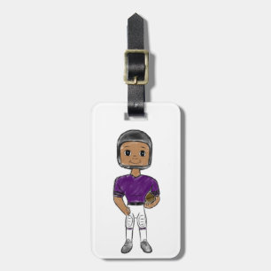 Etiqueta Para Maletas jugador de fútbol retro vintage simple morado negr