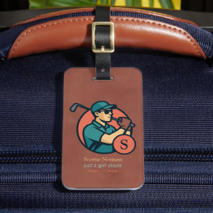 Etiqueta Para Maletas Jugador de golf moderno ladrillo-rojo genial