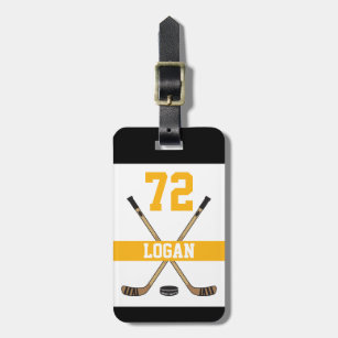 Etiqueta Para Maletas Jugador de hockey personalizado nombre número dora