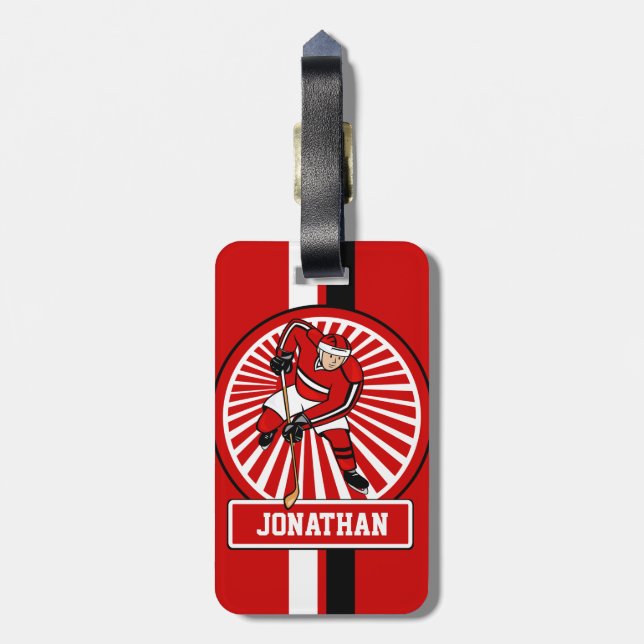Etiqueta Para Maletas Jugador personalizado del hockey sobre hielo (Atrás Vertical)