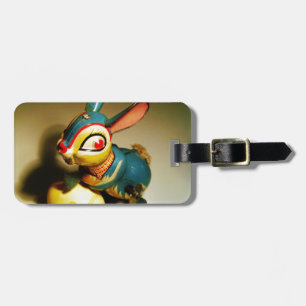 Etiqueta Para Maletas juguete de conejo y huevo amarillo de pascua