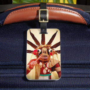 Etiqueta Para Maletas Kachina Doll Madera Figura Foto Cierre Cara divert