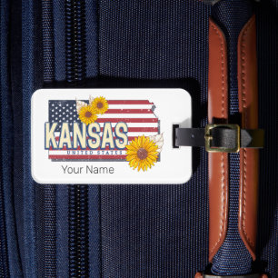Etiqueta Para Maletas Kansas Estados Unidos Retro State Map Vintage USA