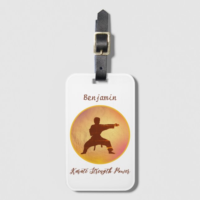 Etiqueta Para Maletas Karate Silhouette Arte Marcial Personalizado Moder (Anverso vertical)