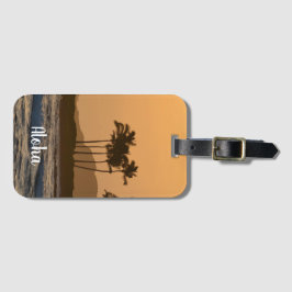 Etiqueta Para Maletas Kauai Hawaii Ocean Palm Trees Sunset