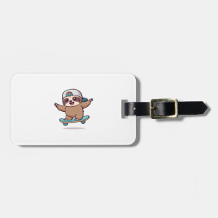 Etiqueta Para Maletas Kawaii Chibi Sloth Skater � Divertido Camiseta de