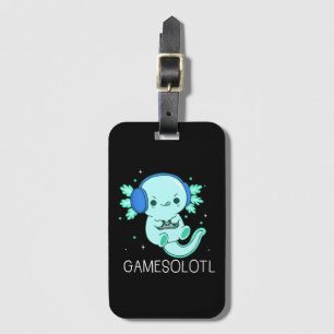 Etiqueta Para Maletas Kawaii Gamesolotl Axolotl Gamer