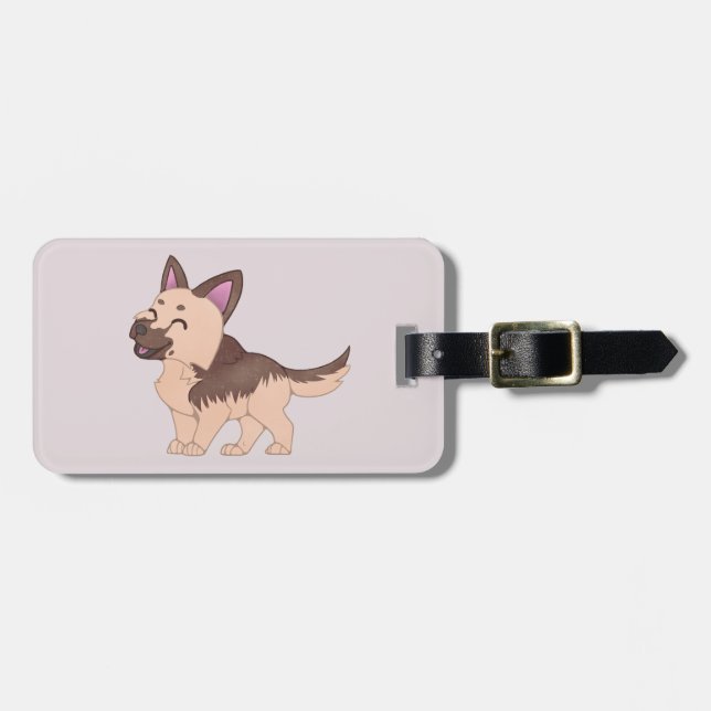 Etiqueta Para Maletas Kawaii German Shepherd Dog (Frente Horizontal)