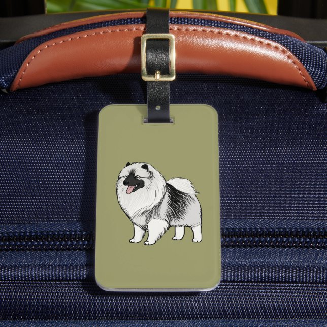 Etiqueta Para Maletas Keeshond con texto personalizable (Anverso In situ 2)