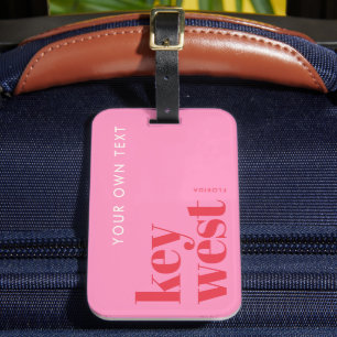 Etiqueta Para Maletas Key West Florida tipografía moderna rosa