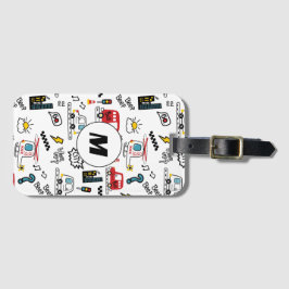 Etiqueta Para Maletas Kids Playful Transport Pattern 