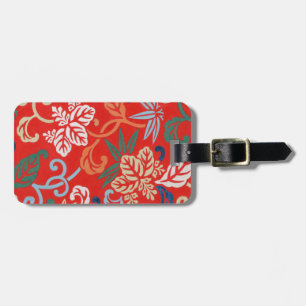 Etiqueta Para Maletas Kimono japonés rojo hawaiano