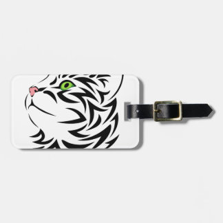 Etiqueta Para Maletas Kitty a rayas con ojos verdes