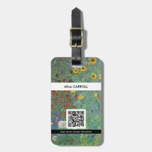 Etiqueta Para Maletas Klimt - Jardín de campo con girasoles - Código QR