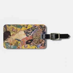 Etiqueta Para Maletas Klimt Lady con el Bella Artes del ventilador