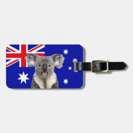 Etiqueta Para Maletas Koala con fondo de bandera australiana