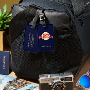 Etiqueta Para Maletas Koh Phangan con la isla de la cosecha lunar Tailan