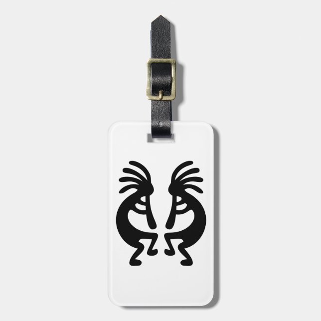 Etiqueta Para Maletas Kokopelli blanco y negro (Frente Vertical)