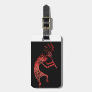 Etiqueta Para Maletas kokopelli rojo sobre fondo negro