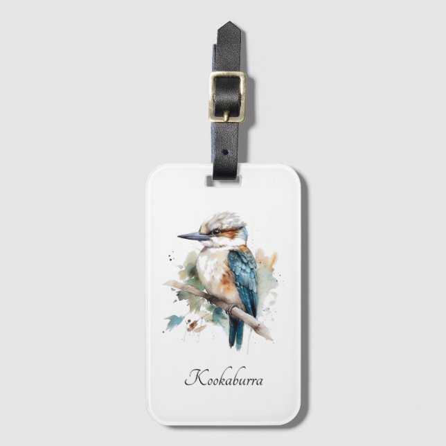 Etiqueta Para Maletas Kookaburra azul verdadero, personalizado (Anverso vertical)