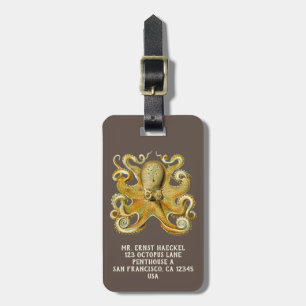 Etiqueta Para Maletas Kraken vintage, Gamochonia octopus, Ernst Haeckel