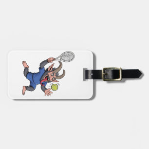Etiqueta Para Maletas Krampus espeluznante jugando tenis Navidad