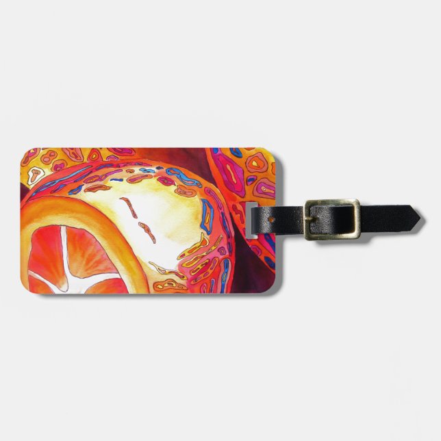 Etiqueta Para Maletas Kumquats naranja cítrico acuarela arte (Frente Horizontal)