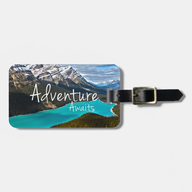 Etiqueta Para Maletas La aventura aguarda fotografía (Frente Horizontal)
