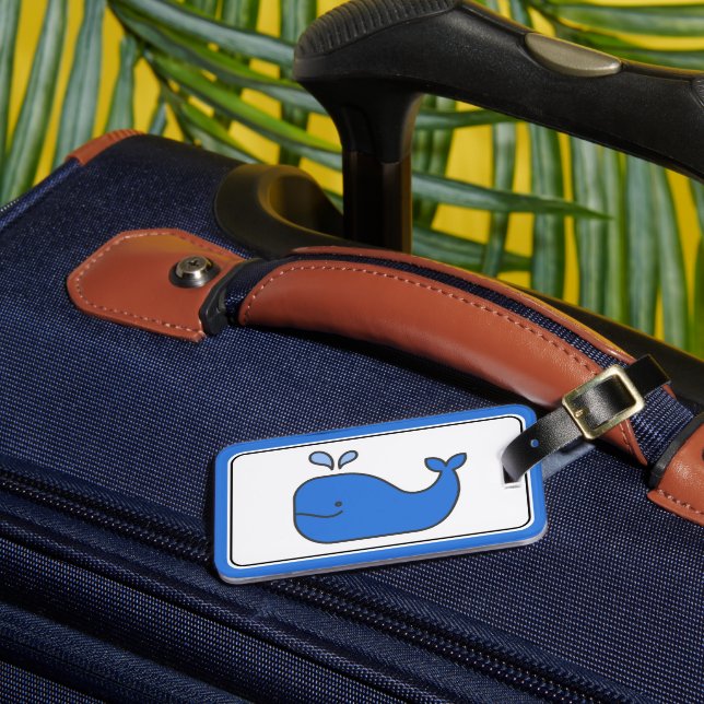 Etiqueta Para Maletas La ballena azul preppy personalizada (Anverso In situ 3)