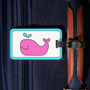 Etiqueta Para Maletas La ballena rosa y Aqua personalizada