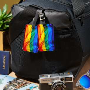 Etiqueta Para Maletas La bandera del orgullo gay de SlipperyJoe's ondean