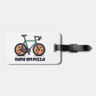 Etiqueta Para Maletas La Bicicleta Corre Sobre La Pizza