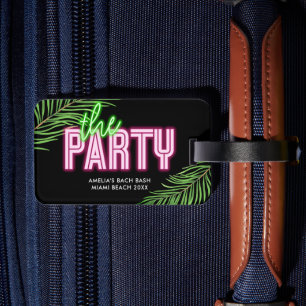 Etiqueta Para Maletas La Fiesta Verde y Rosa Tropical Bach