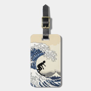 Etiqueta Para Maletas La gran persona que practica surf de Kanagawa