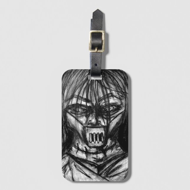 Etiqueta Para Maletas La loca camisa de fuerza demente (Anverso vertical)