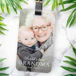 Etiqueta Para Maletas La mejor abuela del mundo, foto del año próximo<br><div class="desc">Etiqueta de equipaje que muestra la foto de su personalizado y el texto "La mejor abuela del mundo" con el año personalizado u otro texto debajo.</div>