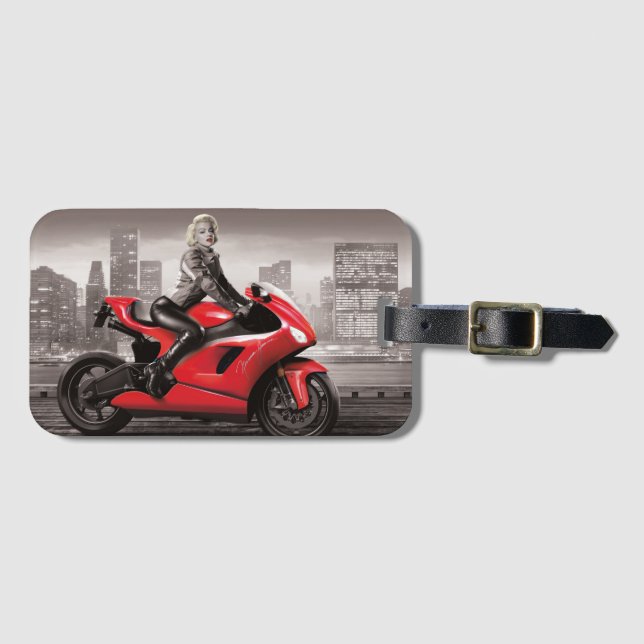 Etiqueta Para Maletas La motocicleta de Marilyn (Anverso horizontal)
