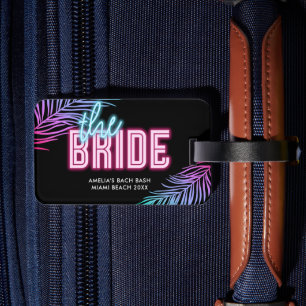 Etiqueta Para Maletas La Novia Azul y Rosa Tropical Bach