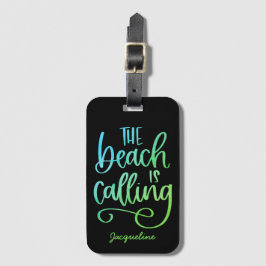Etiqueta Para Maletas La playa llama al Personalizado Blue Green Whimsy 