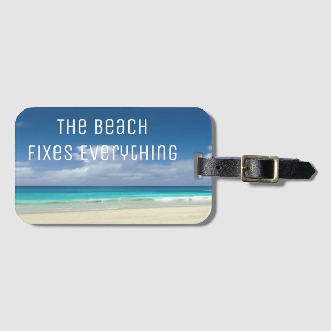 Etiqueta Para Maletas La Playa Lo Arregla Todo (Anverso horizontal)