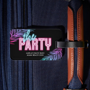 Etiqueta Para Maletas La playa tropical rosa y azul Fiesta