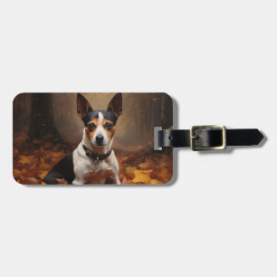 Etiqueta Para Maletas La Rat Terrier en otoño se inspira en las hojas