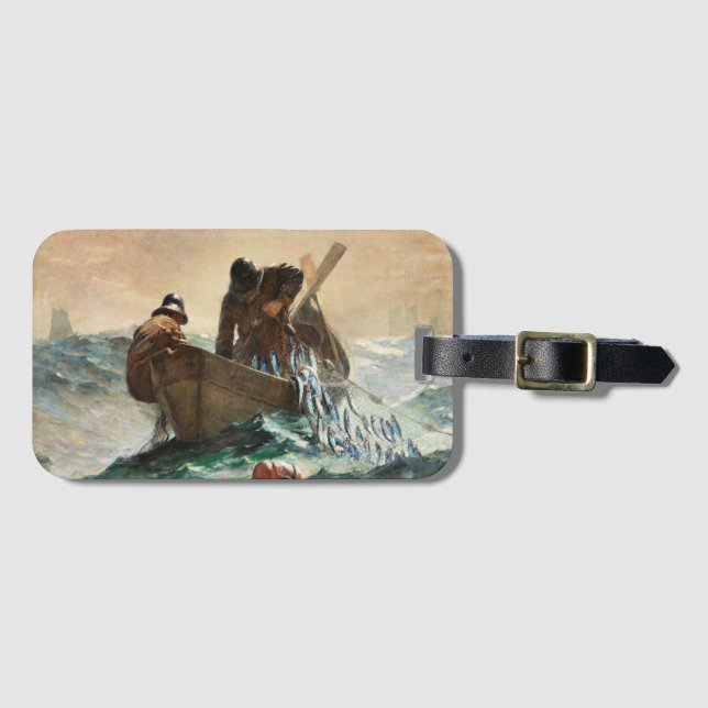 Etiqueta Para Maletas La red de arenques de Winslow Homer. (Anverso horizontal)
