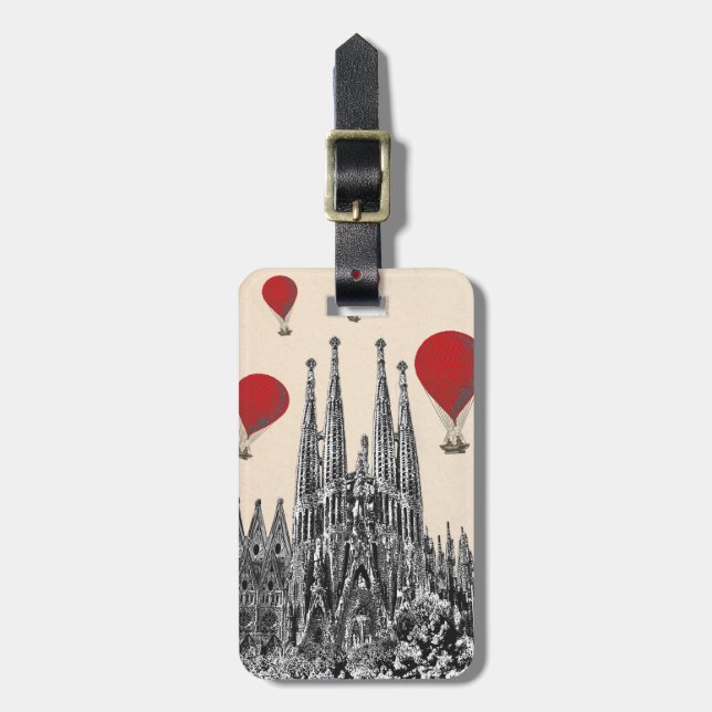 Etiqueta Para Maletas La Sagrada Familia y los globos rojos 2 (Frente Vertical)