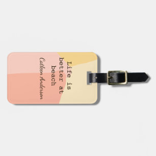 Etiqueta Para Maletas La vida es mejor en la playa amarillo naranja boho
