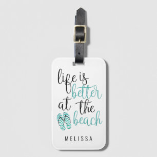 Etiqueta Para Maletas La Vida Es Mejor En La Playa Con Flip Flops